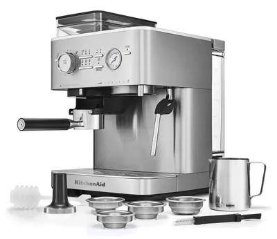 KitchenAid KES6551 Semi-Automatic Espresso Machine with Burr Grinder semi-auto espresso machine, front view